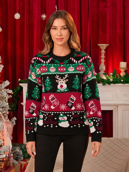 Relaxed Holiday Print Sweater