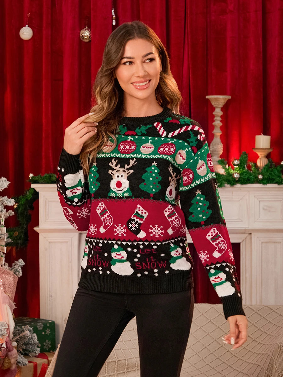 Relaxed Holiday Print Sweater