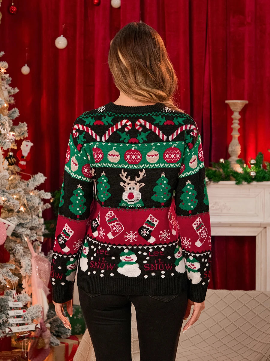 Relaxed Holiday Print Sweater